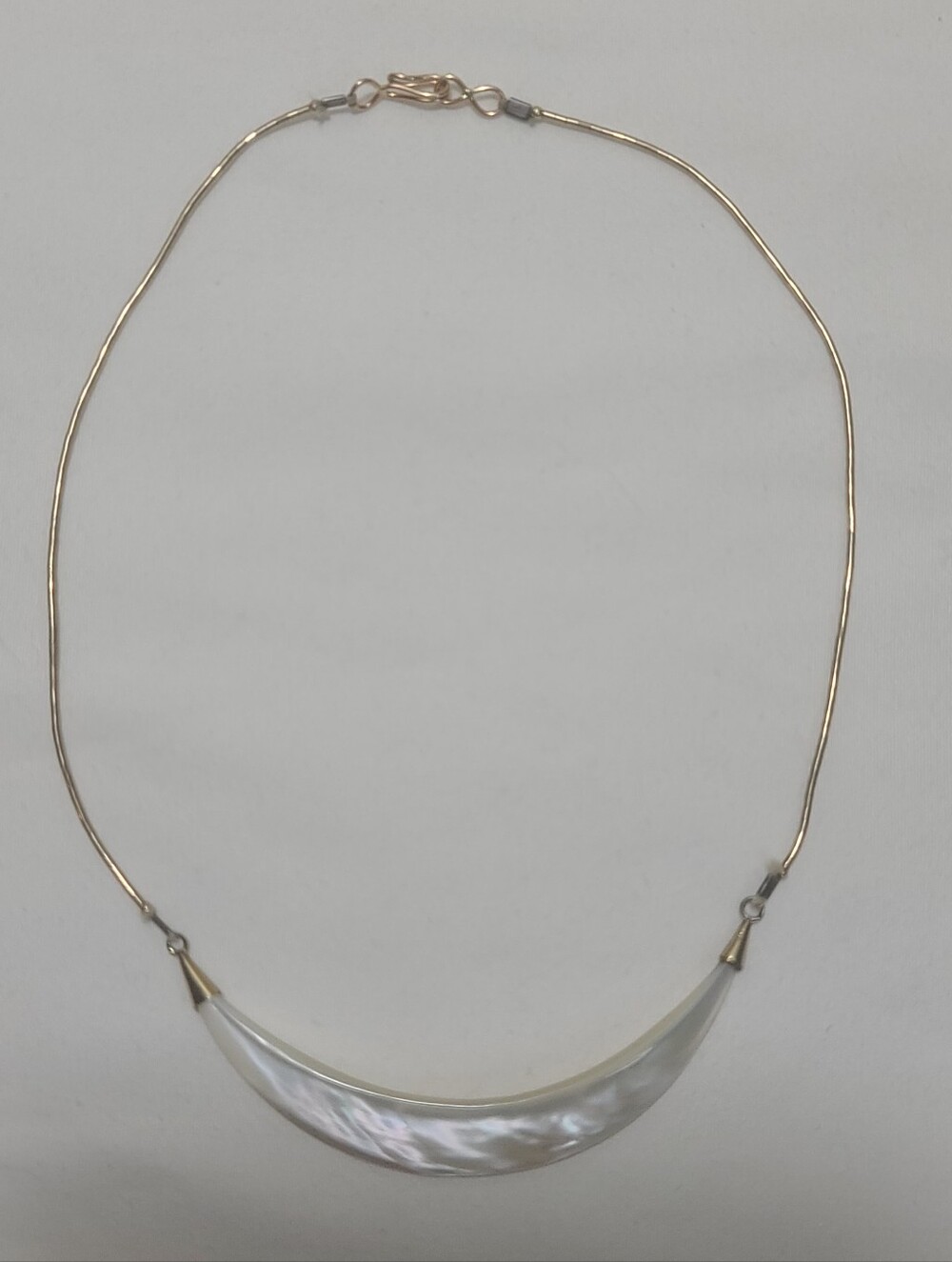 Gold-Tone Necklace with Mother-of-Pearl Crescent Pendant